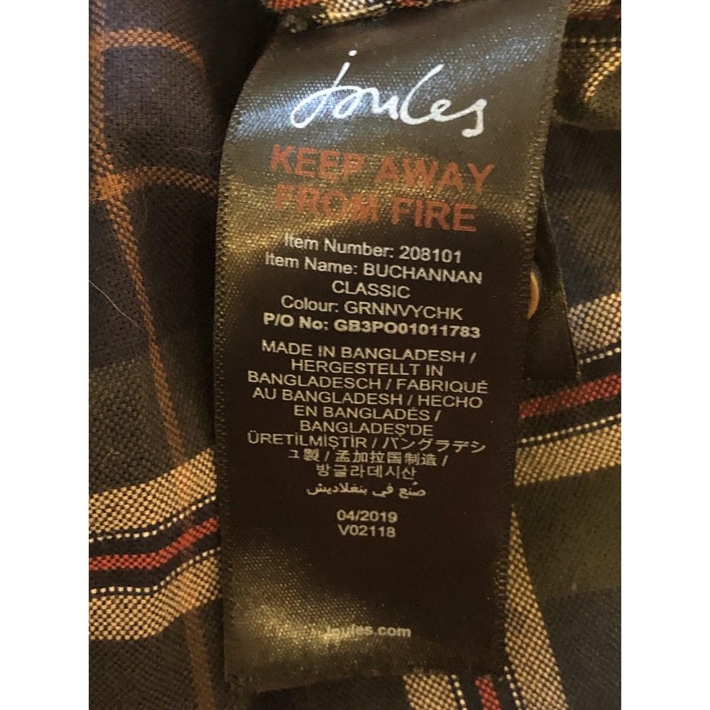 Joules Shirt Mens Large Green Plaid Buchannan Classic Long Sleeve Button Down - Picture 9 of 9